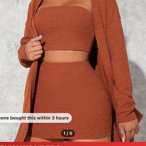 2 piece set crop top and mini skirt white